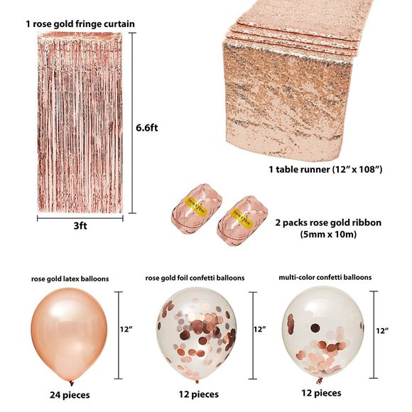 Rose Gold Party Decorations-52 Piece Party Set (New) - Picture 3 of 6